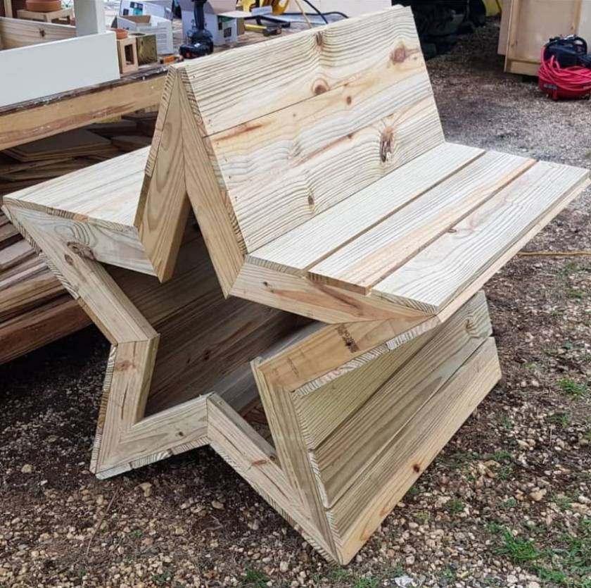 star shaped bench