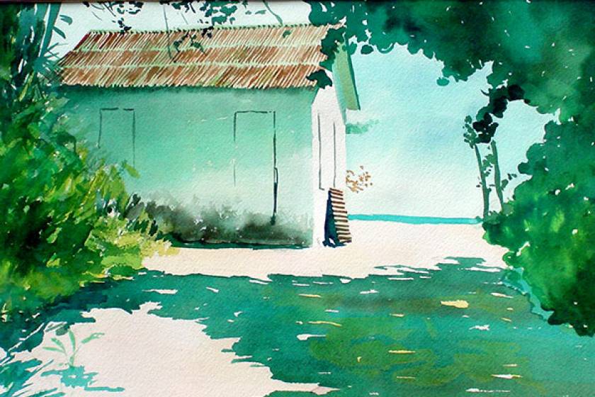 painting of shed in grand cayman