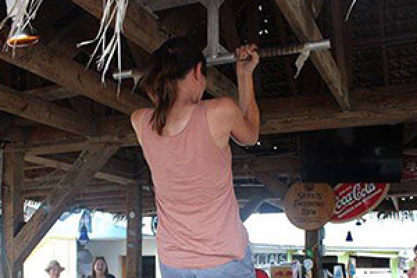 Susan doing pullup