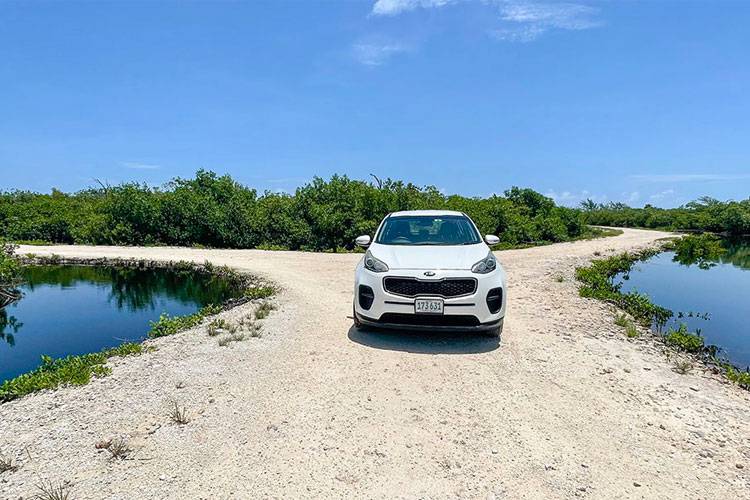 car on gravel road