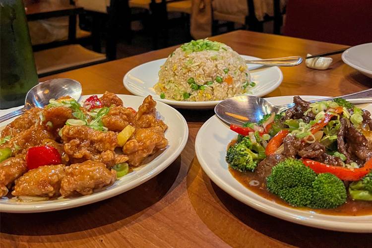 rice, chicken, beef dishes