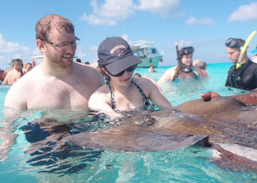 holding a stingray