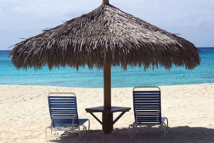 thatched hut on beach