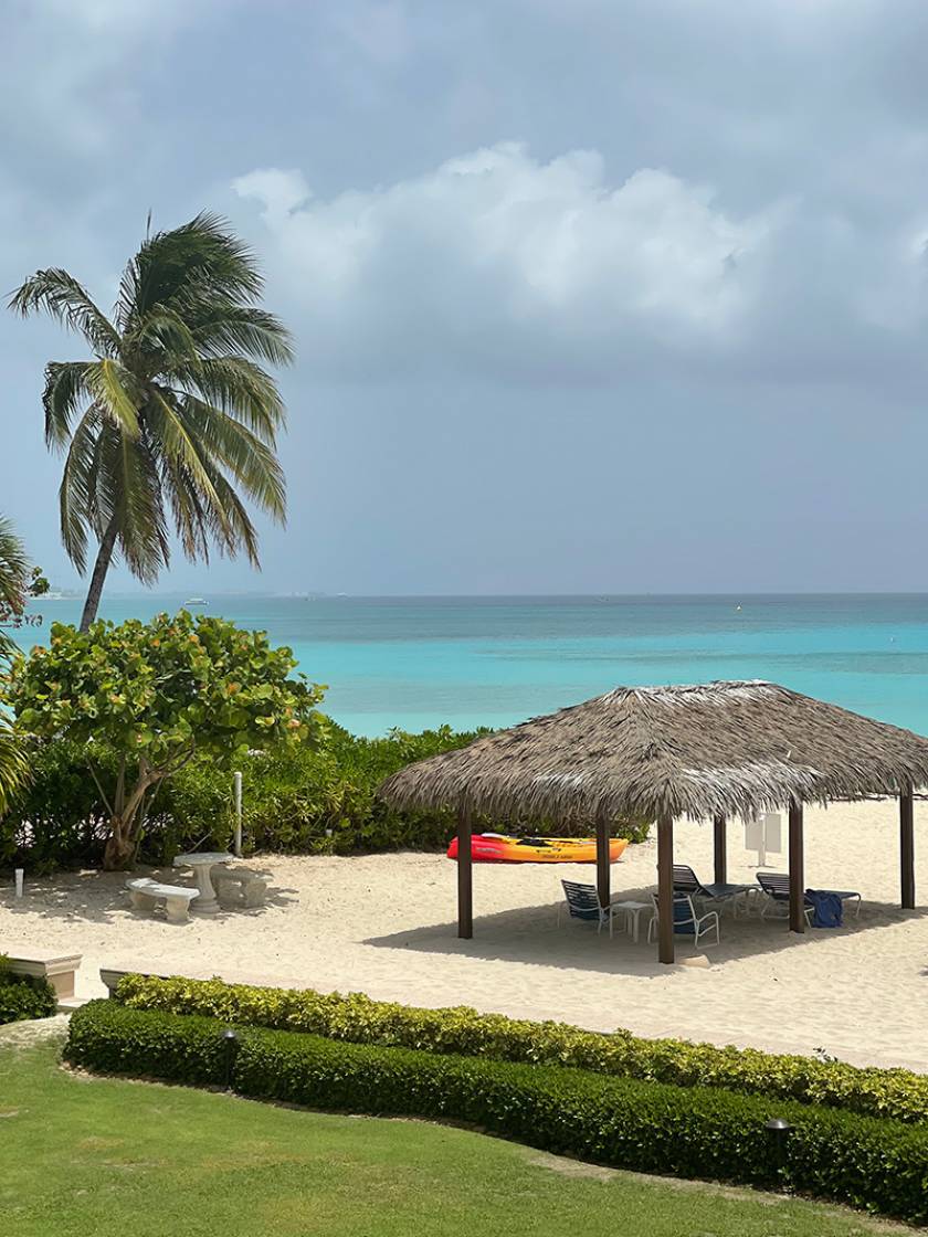 view of beach on stormy day