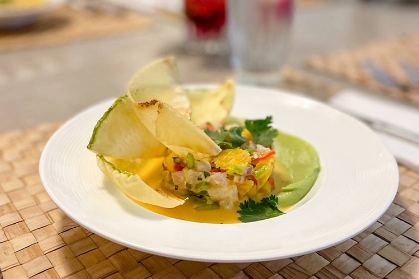 gorgeous ceviche prepared and plated by chef