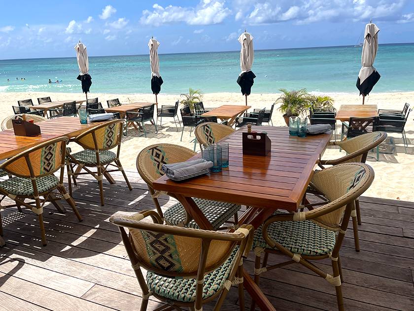 tables on the beach