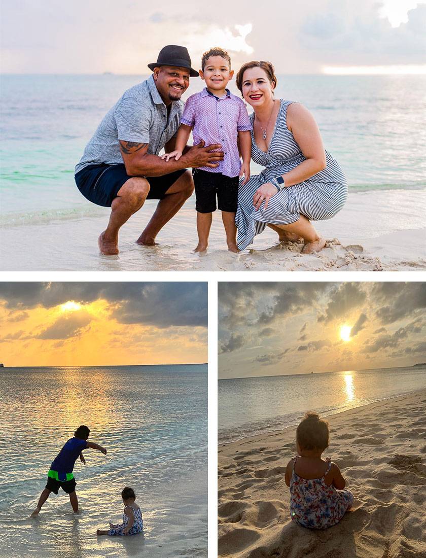 family on the beach