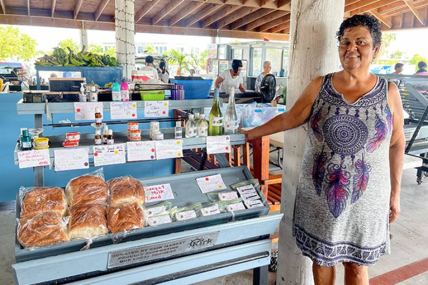 Zena at her stall with natural products