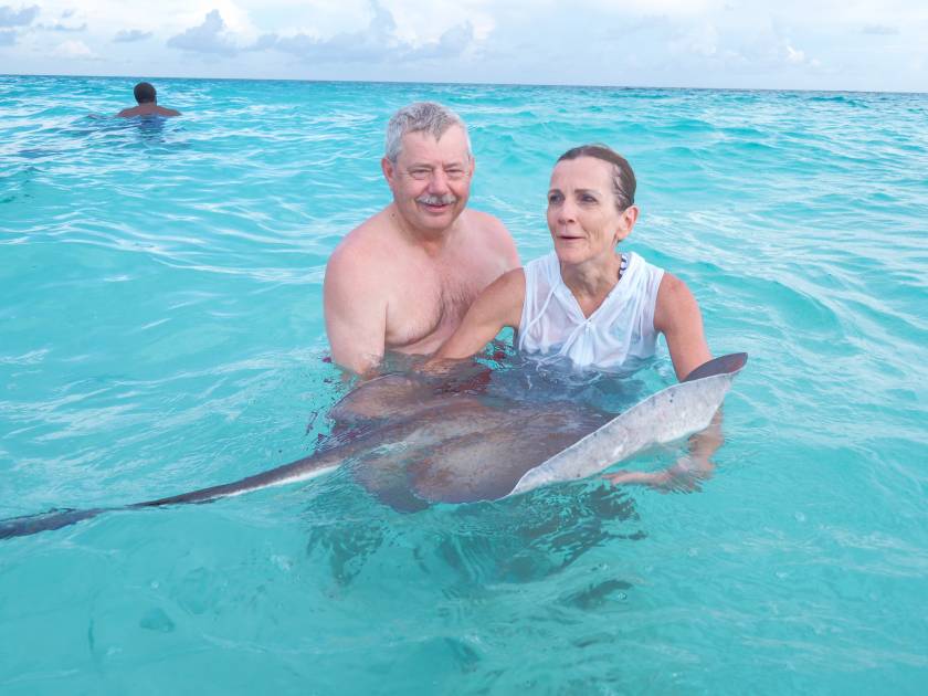 woman holding a stingray