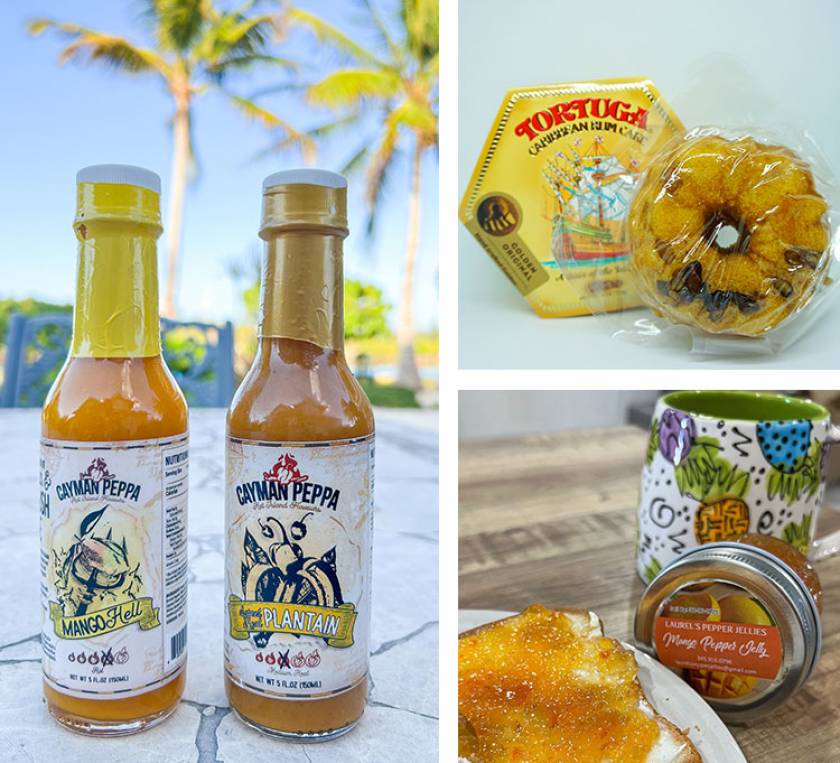 Caymanian hot sauce, jelly and rum cake
