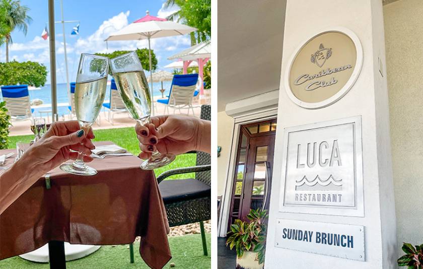 Luca sign at front of property and champagne cheers