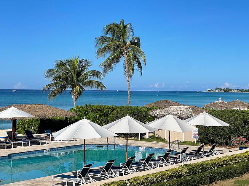 looking out over pool and seven mile beach