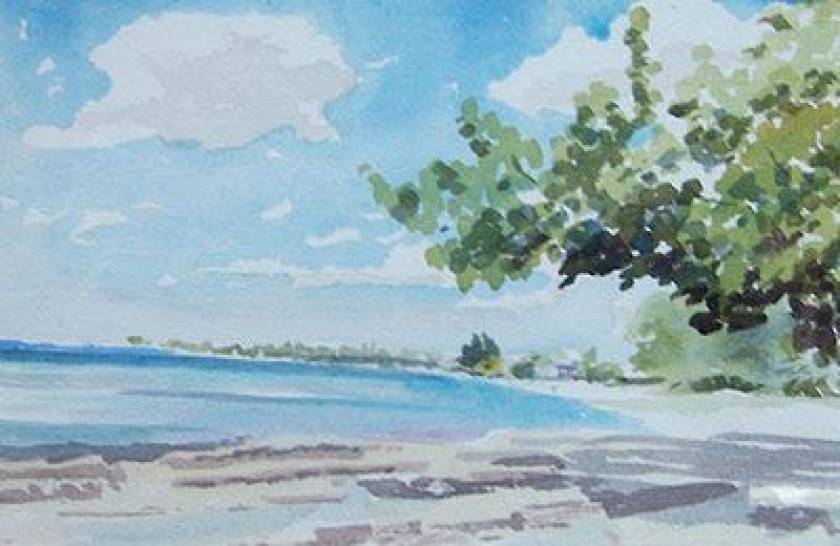 watercolor of beach