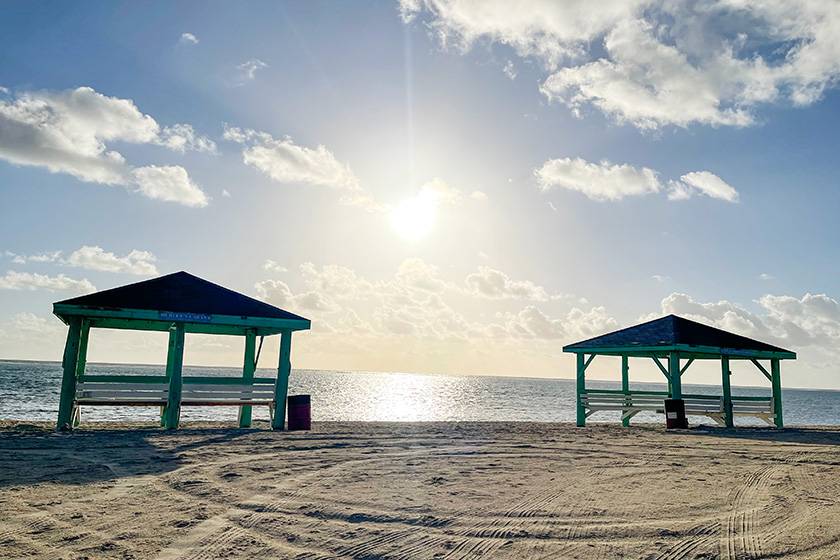 pavilions on sunny beach